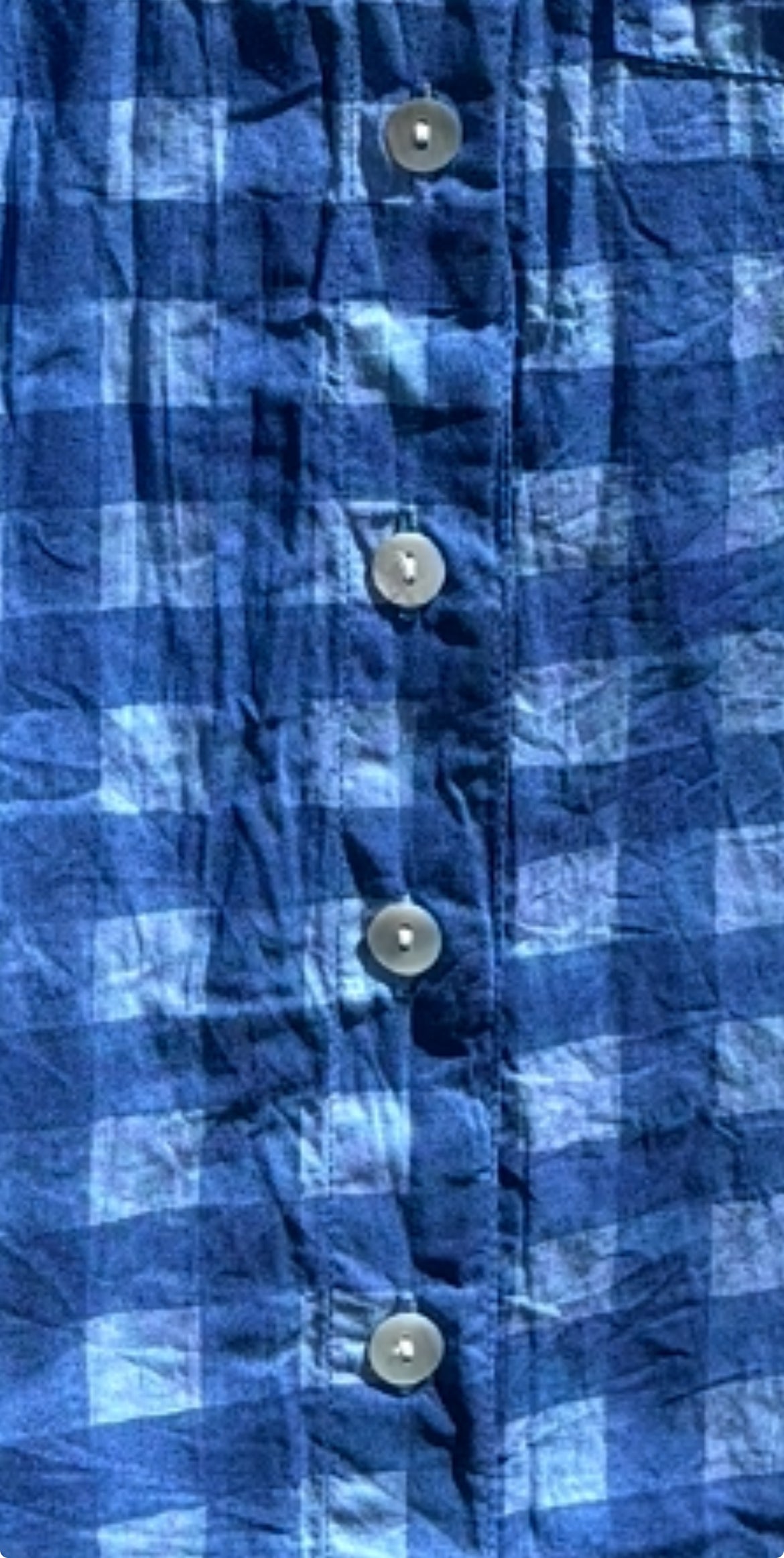 Good Boyfriend Short Sleeve Shirt - Gingham Picnic Overdye Cornflower Blue 3 - Close up