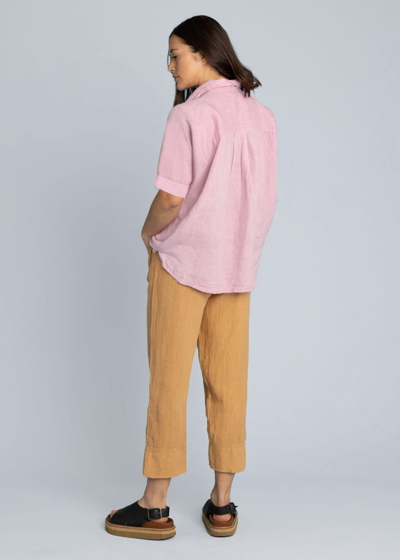 Good Boyfriend Linen Short Sleeve Shirt - Tickled Pink