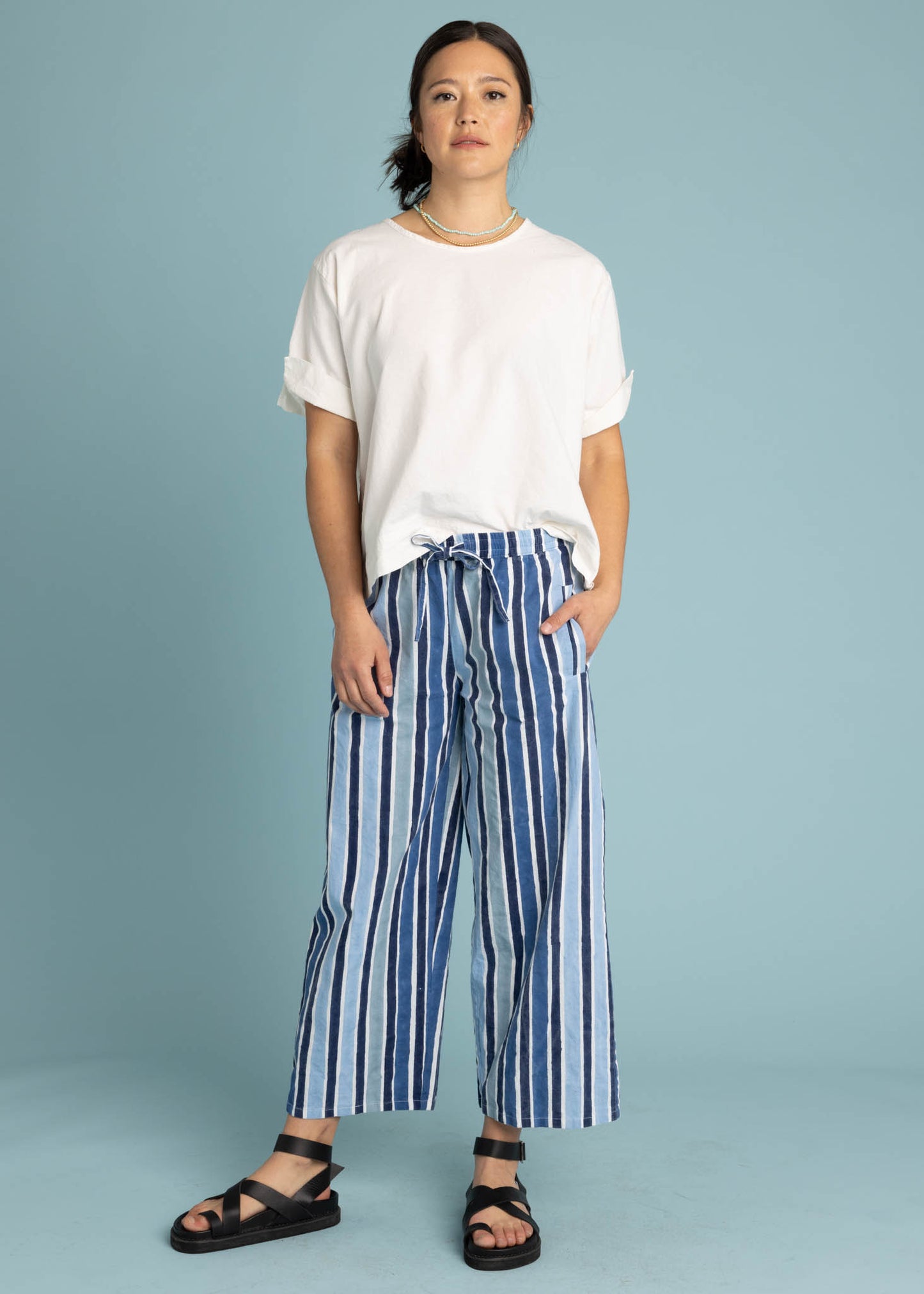 Shore Pant - Wallpaper Stripe Coastal Blue 6