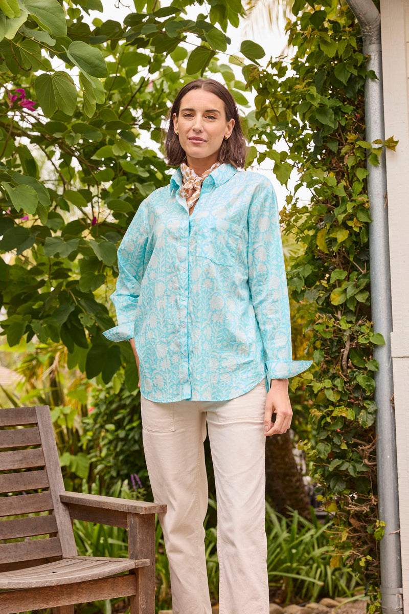 Good Boyfriend Shirt - Capri Floral Cerulean