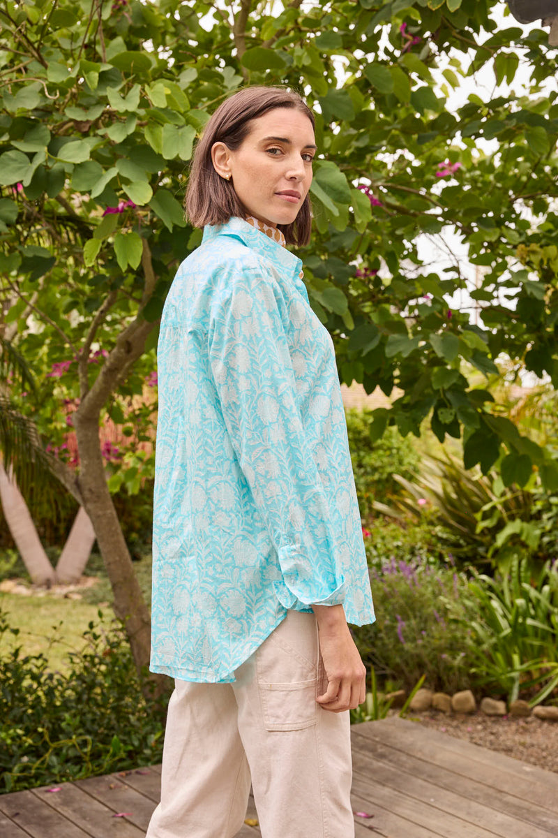 Good Boyfriend Shirt - Capri Floral Cerulean