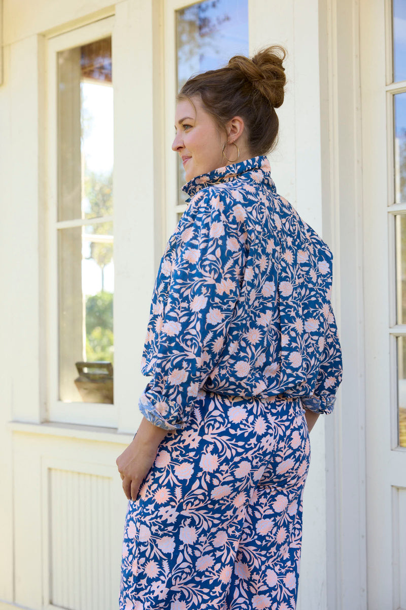 Good Boyfriend Shirt - Floral Escape True Navy & Neon Peach