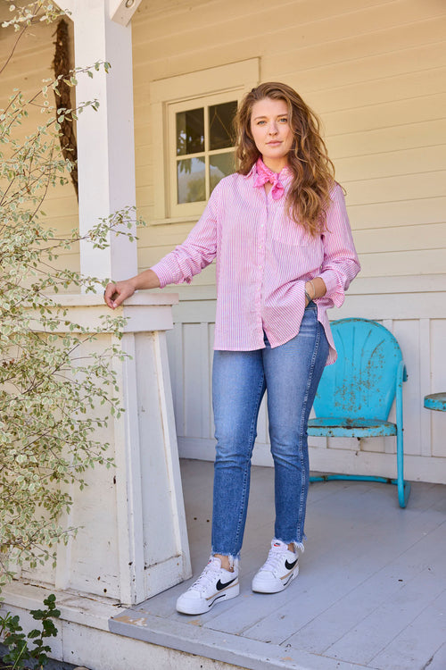 Good Boyfriend Shirt - Menswear Stripe Lavender