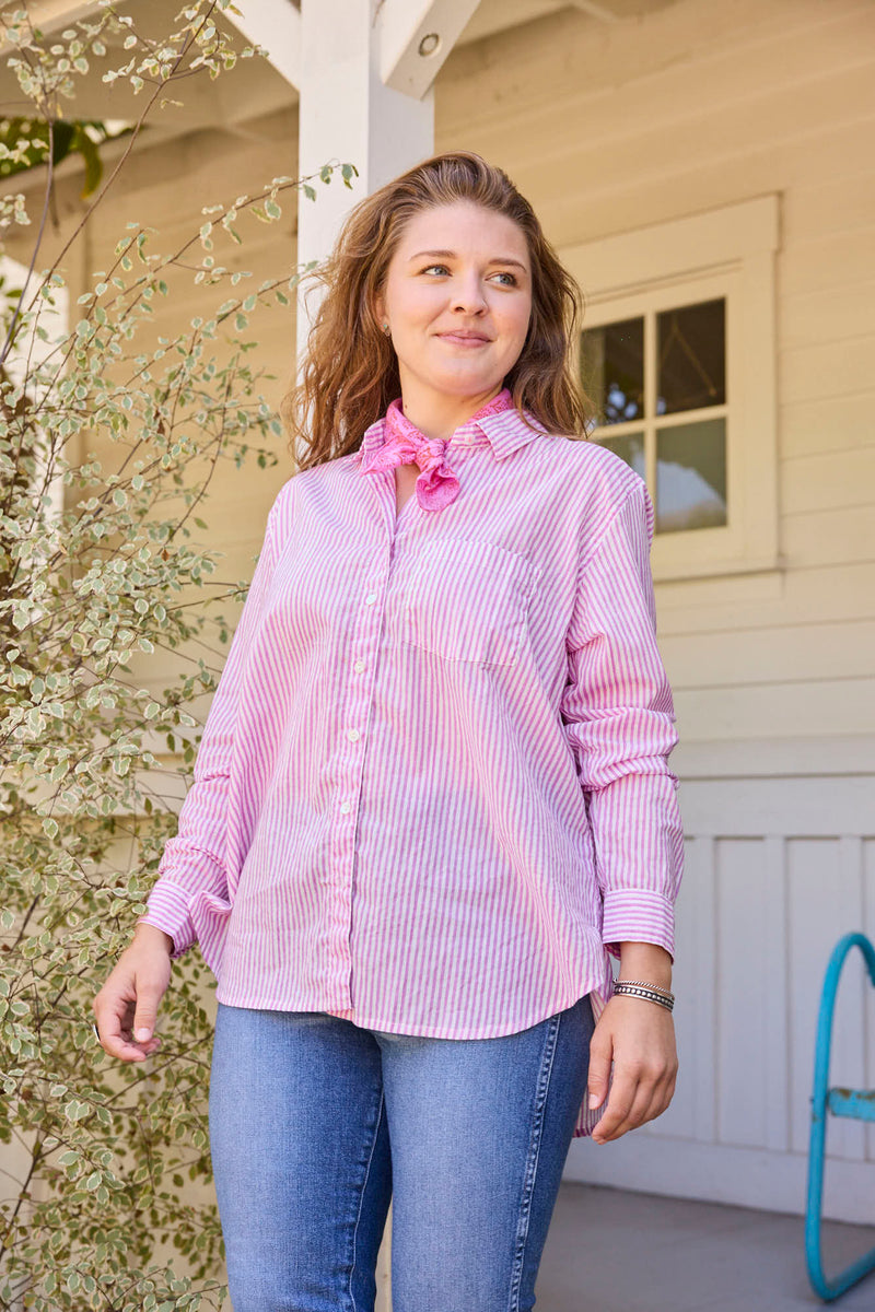 Good Boyfriend Shirt - Menswear Stripe Lavender