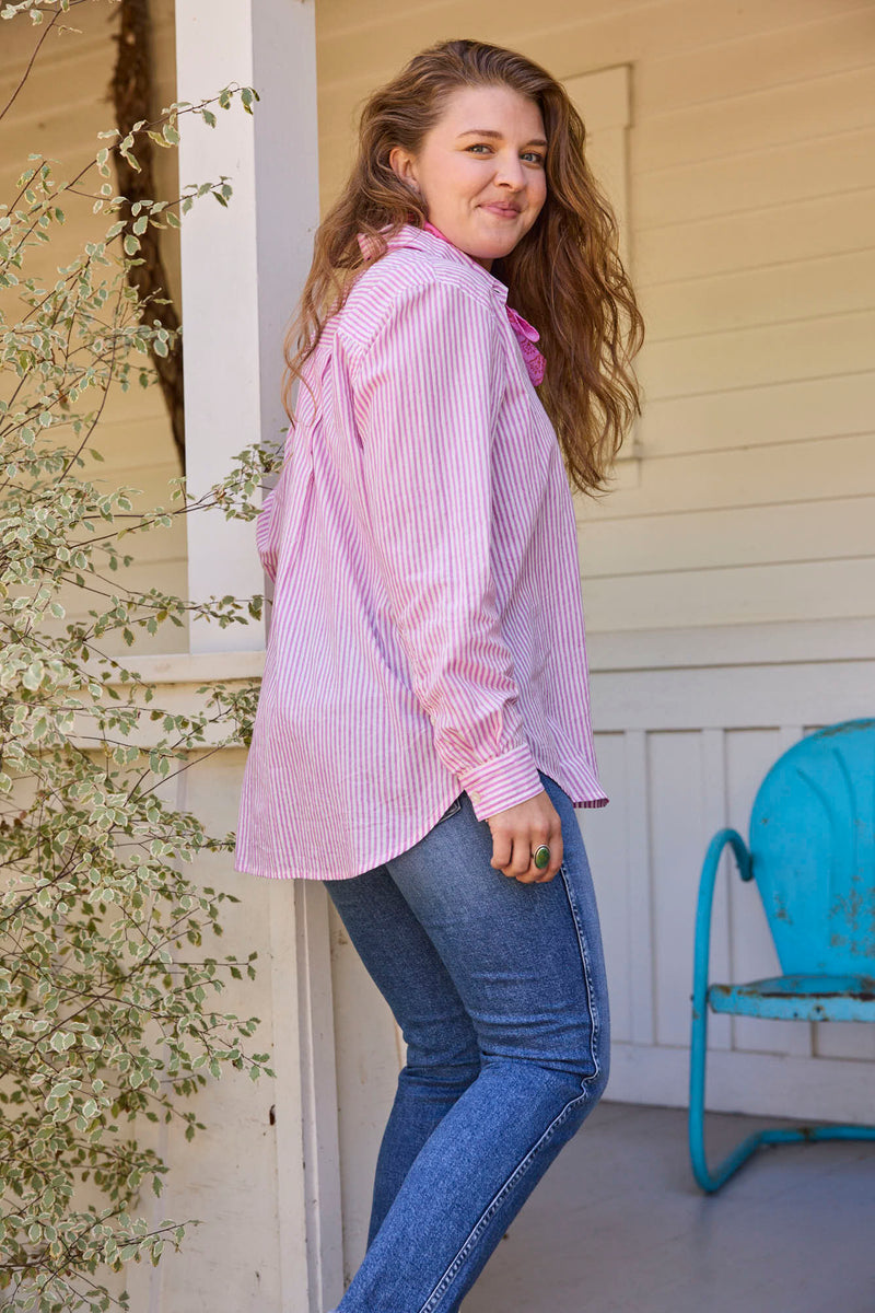 Good Boyfriend Shirt - Menswear Stripe Lavender