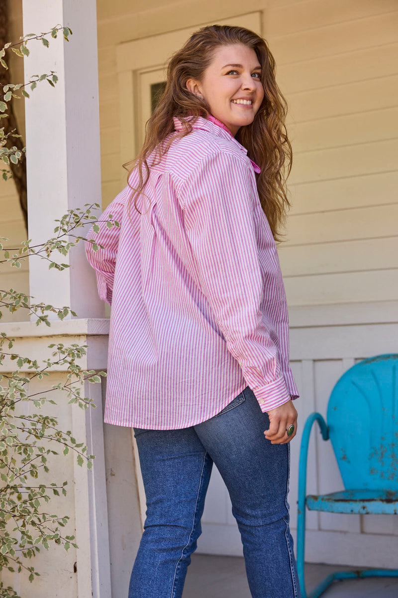 Good Boyfriend Shirt - Menswear Stripe Lavender