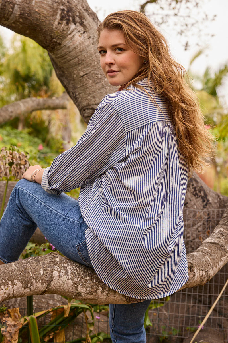 Good Boyfriend Shirt - Menswear Stripe True Navy