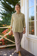 Good Boyfriend Shirt - Menswear Stripe Olive Oil