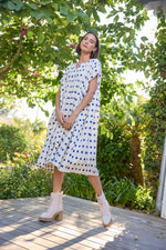 Meadow Dress -                                      Ikat Squares Cobalt