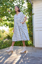 Meadow Dress -                                      Ikat Squares Cobalt