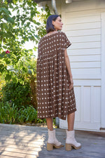 Meadow Dress -                                      Ikat Squares Mocha