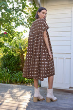 Meadow Dress -                                      Ikat Squares Mocha