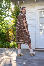 Meadow Dress -                                      Ikat Squares Mocha