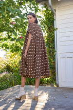 Meadow Dress -                                      Ikat Squares Mocha