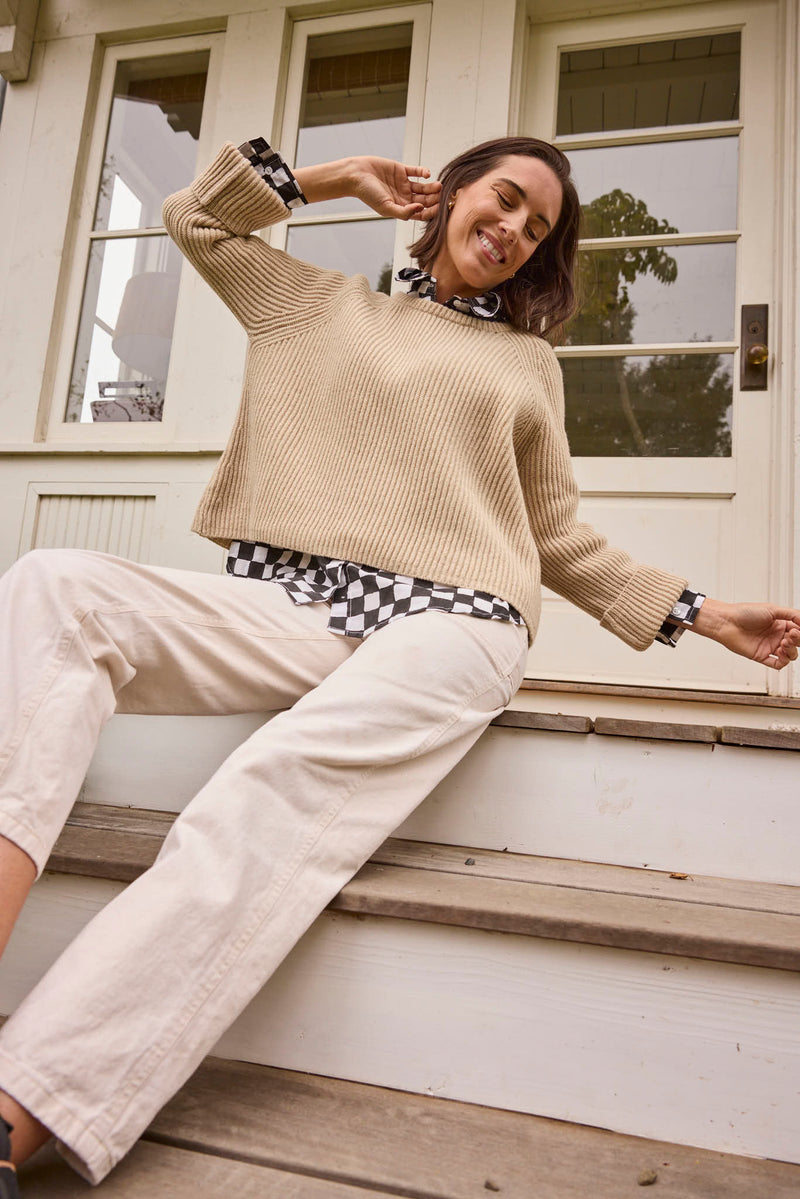 Montauk Shaker Recycled Cashmere Sweater - Oatmeal