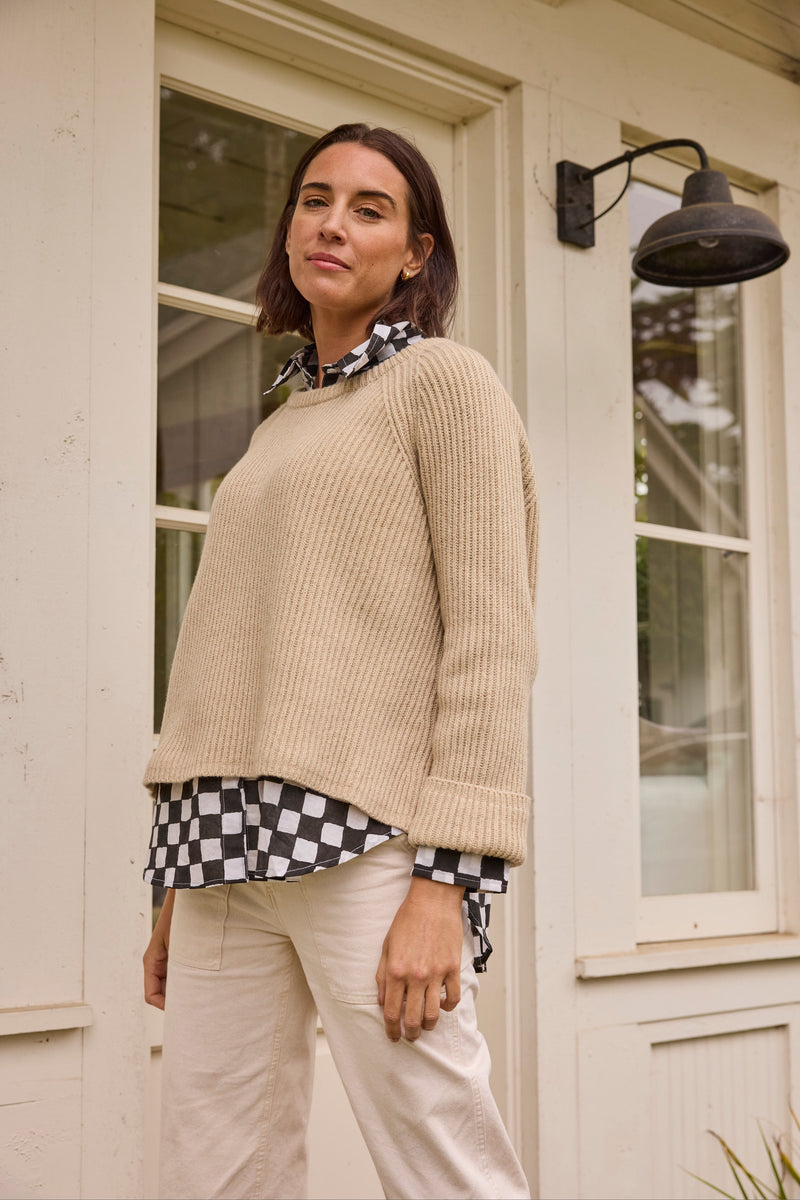 Montauk Shaker Recycled Cashmere Sweater - Oatmeal