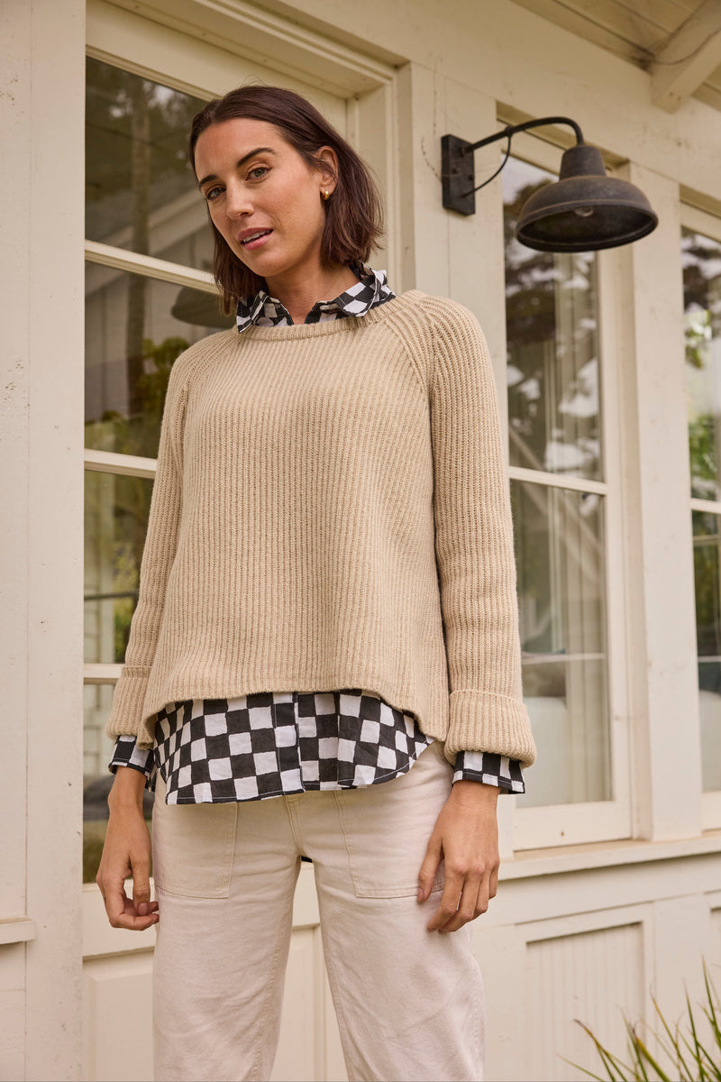 Montauk Shaker Recycled Cashmere Sweater - Oatmeal