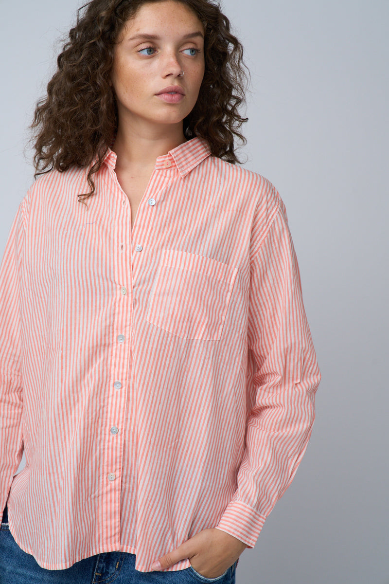 Good Boyfriend Shirt - Menswear Stripe Desert Pink