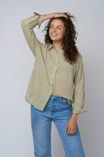 Good Boyfriend Shirt - Menswear Stripe Olive Oil