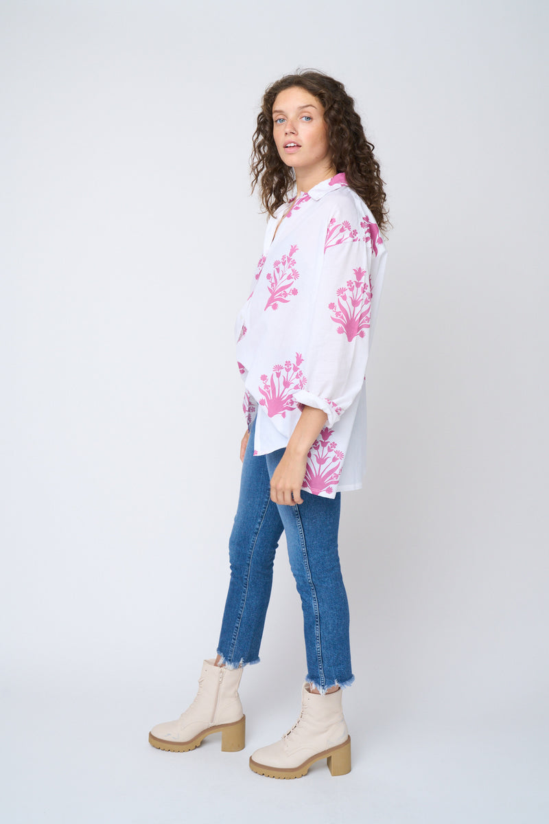 Relaxed Boyfriend Shirt - Cameo Floral Dahlia