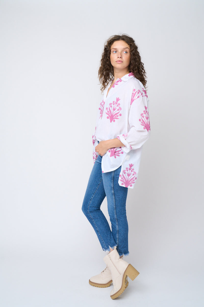 Relaxed Boyfriend Shirt - Cameo Floral Dahlia