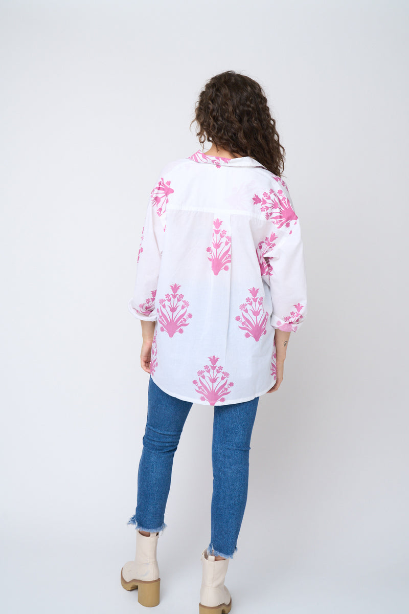 Relaxed Boyfriend Shirt - Cameo Floral Dahlia