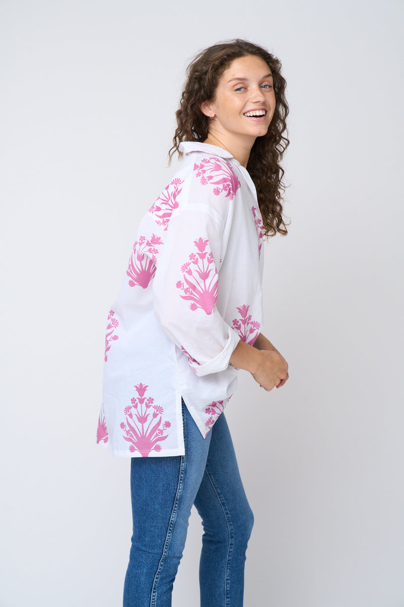 Relaxed Boyfriend Shirt - Cameo Floral Dahlia