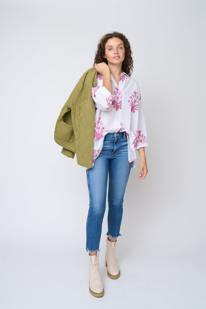 Relaxed Boyfriend Shirt - Cameo Floral Dahlia