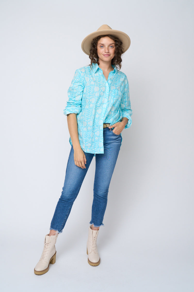 Good Boyfriend Shirt - Capri Floral Cerulean