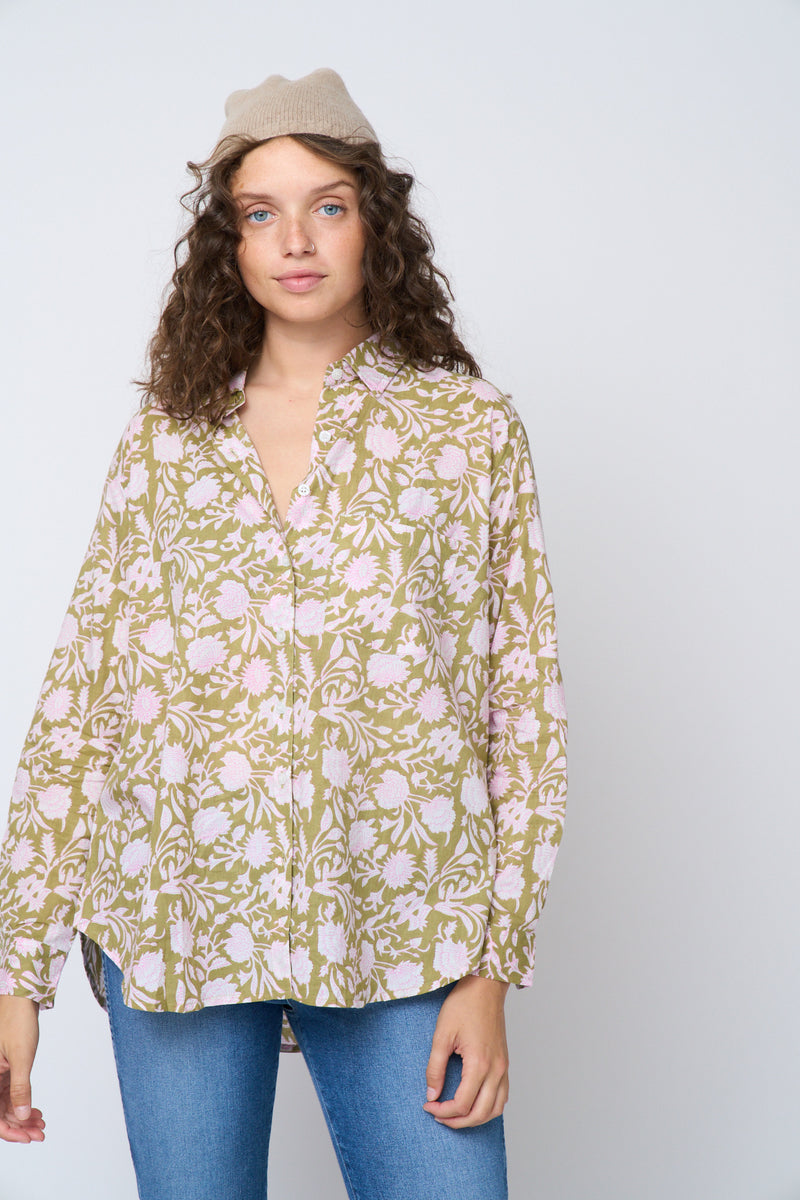 Good Boyfriend Shirt - Floral Escape Olive Oil & Lavender