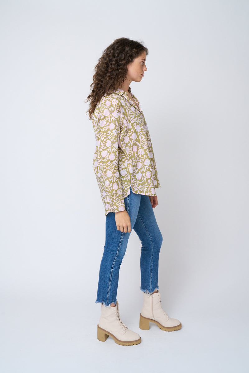 Good Boyfriend Shirt - Floral Escape Olive Oil & Lavender