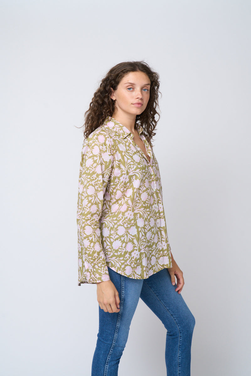 Good Boyfriend Shirt - Floral Escape Olive Oil & Lavender