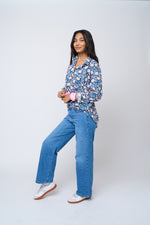 Good Boyfriend Shirt - Floral Escape True Navy & Neon Peach