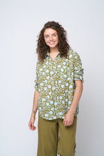 Good Boyfriend Shirt - Floral Escape Olive Oil & Cerulean