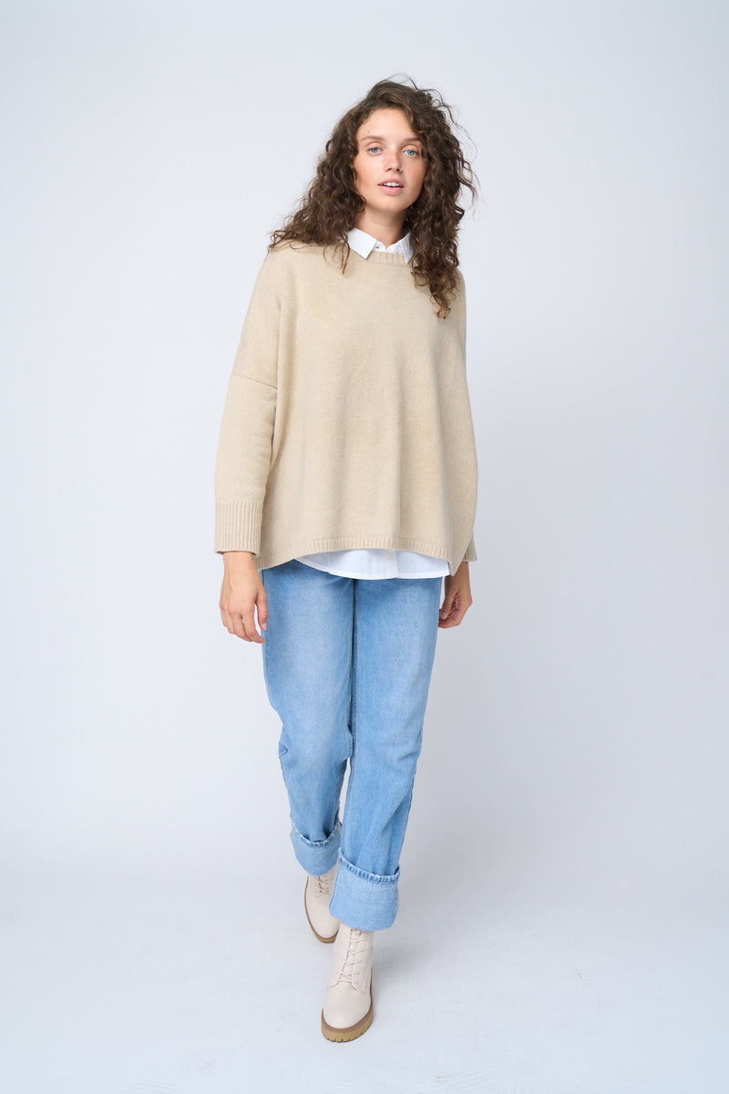 Nantucket Boxy Recycled Cashmere Sweater - Oatmeal