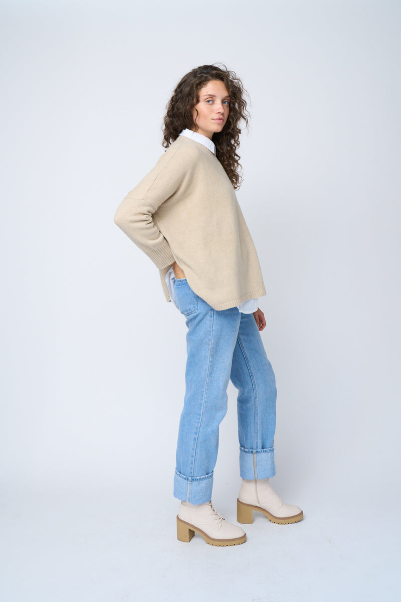 Nantucket Boxy Recycled Cashmere Sweater - Oatmeal