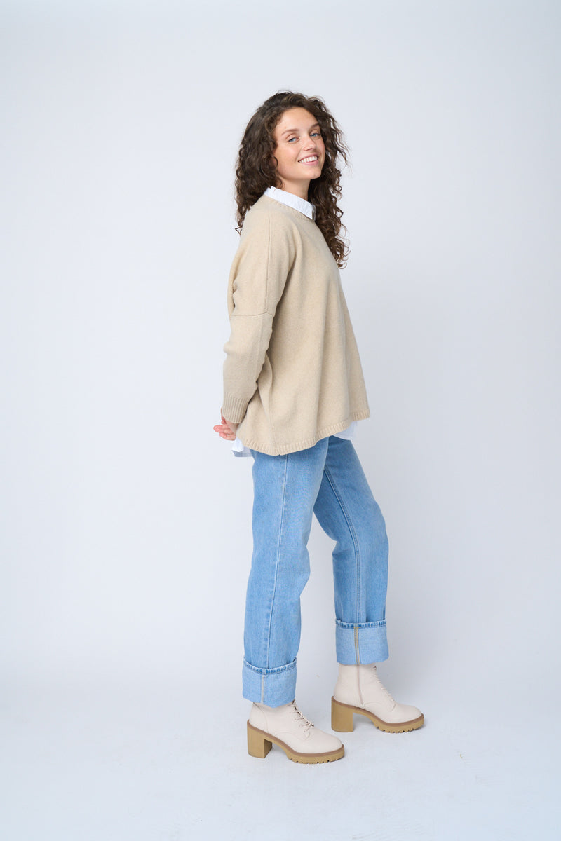 Nantucket Boxy Recycled Cashmere Sweater - Oatmeal