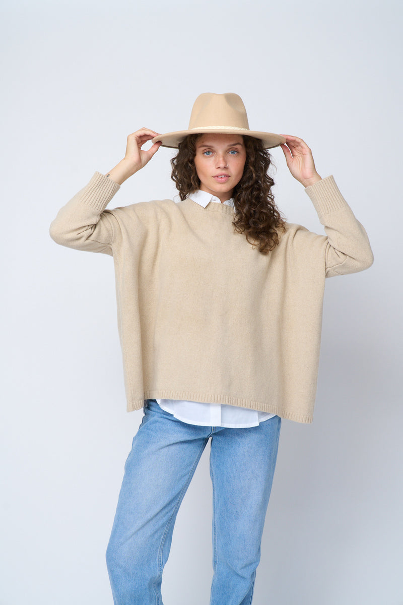 Nantucket Boxy Recycled Cashmere Sweater - Oatmeal