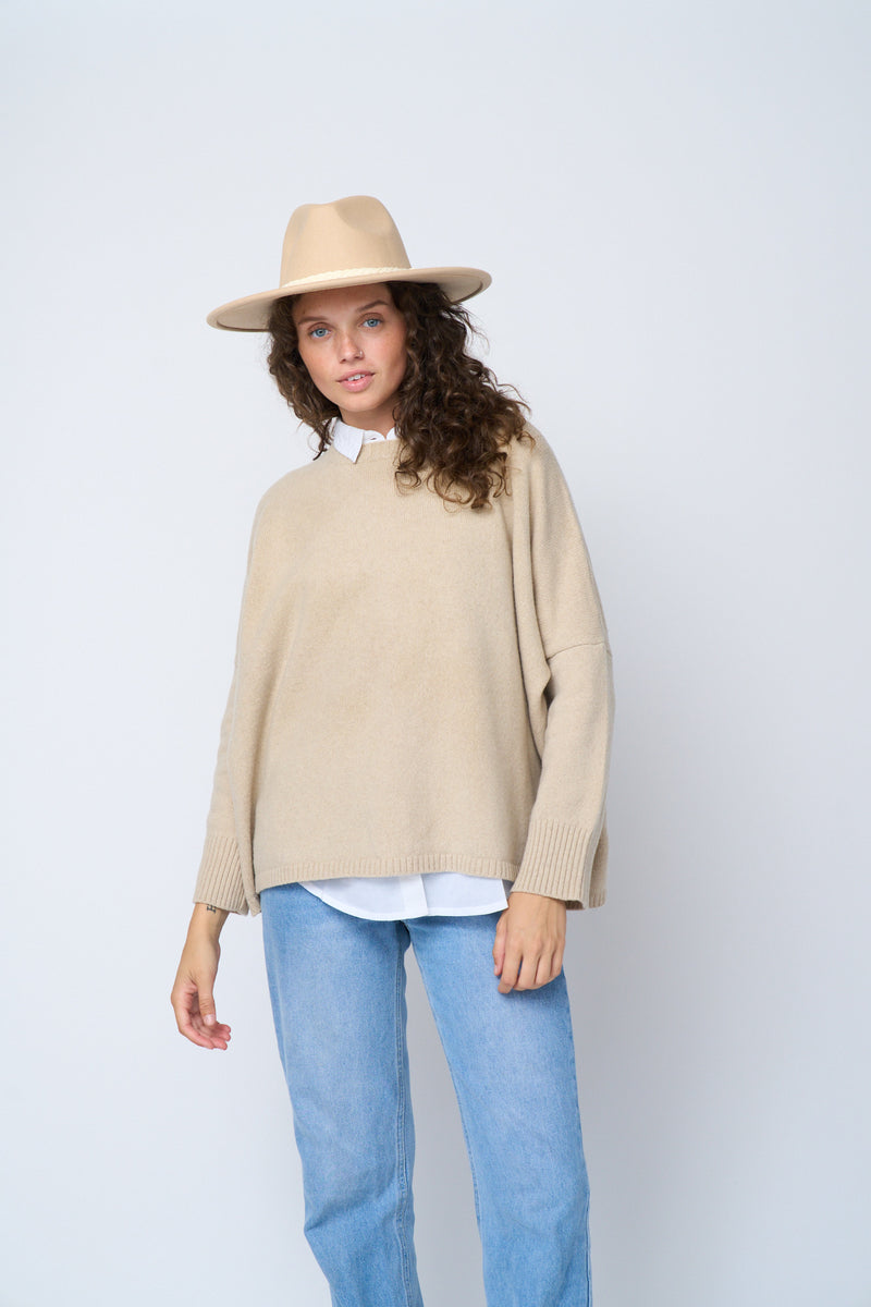 Nantucket Boxy Recycled Cashmere Sweater - Oatmeal