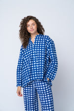 Relaxed Boyfriend Shirt - Gingham Picnic Coastal Blue