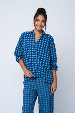 Relaxed Boyfriend Shirt - Gingham Picnic Overdye Cornflower Blue