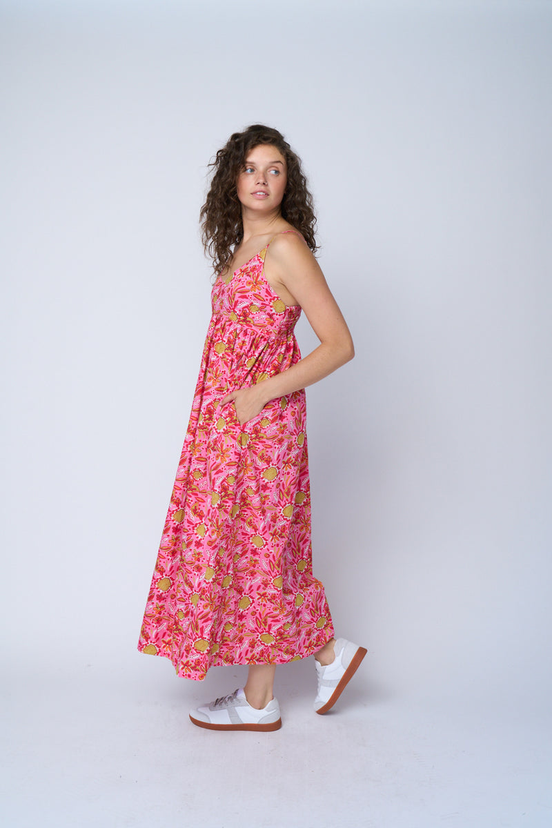 Hamptons Dress - Mira Floral Pink