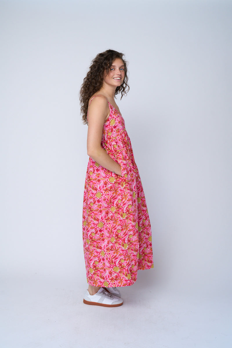 Hamptons Dress - Mira Floral Pink