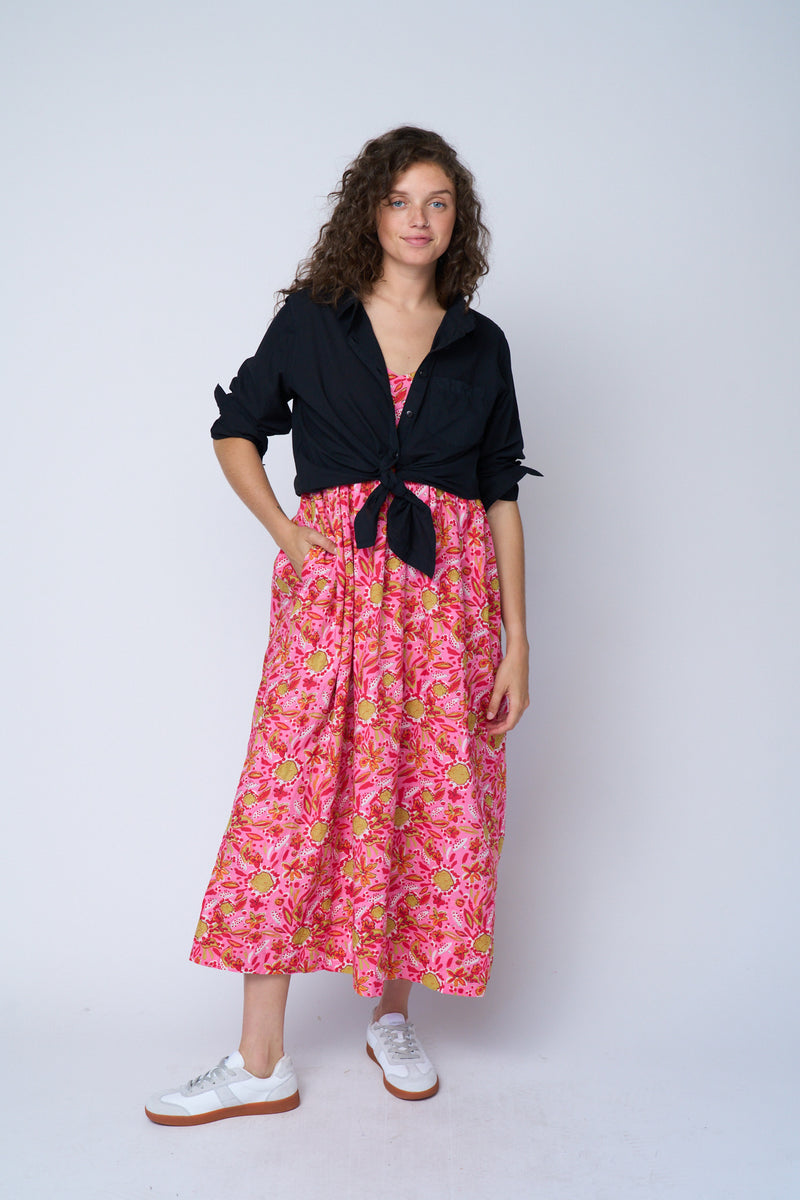 Hamptons Dress - Mira Floral Pink