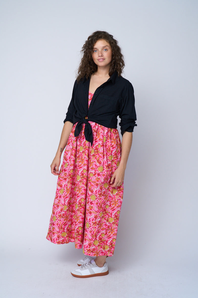 Hamptons Dress - Mira Floral Pink