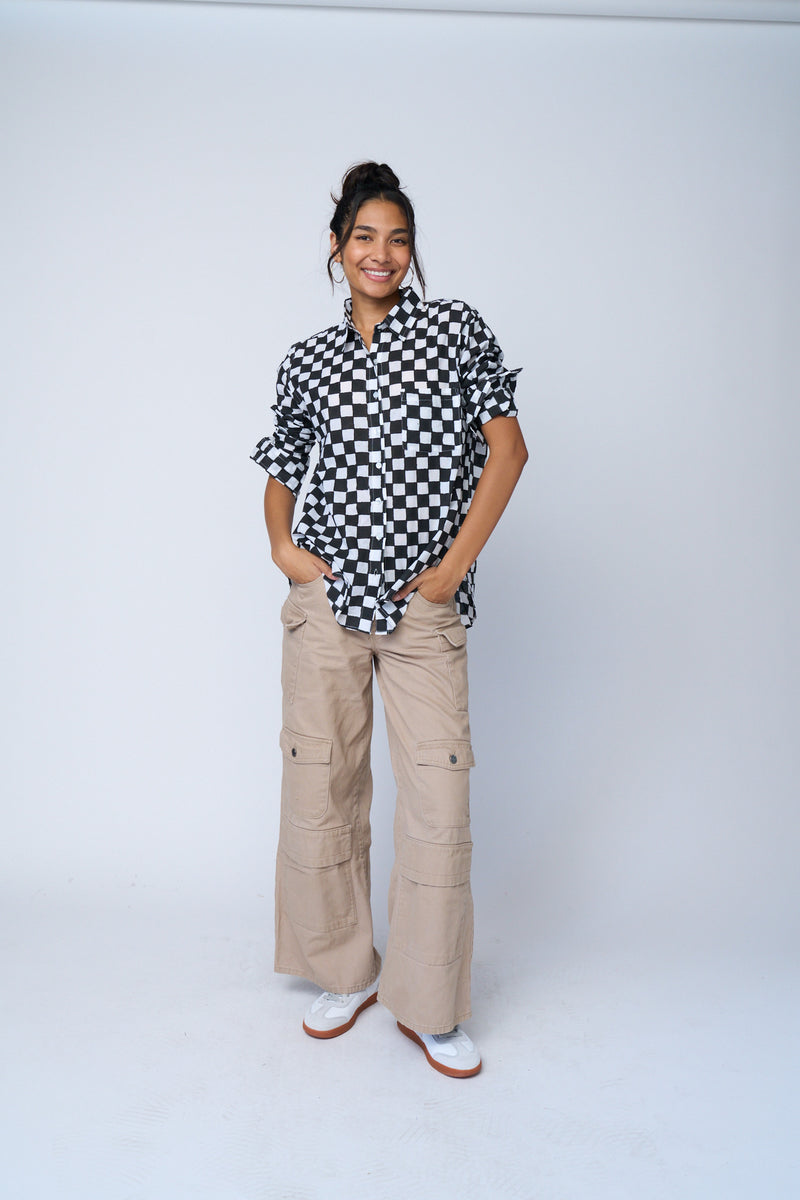 Good Boyfriend Shirt - Checkerboard Black