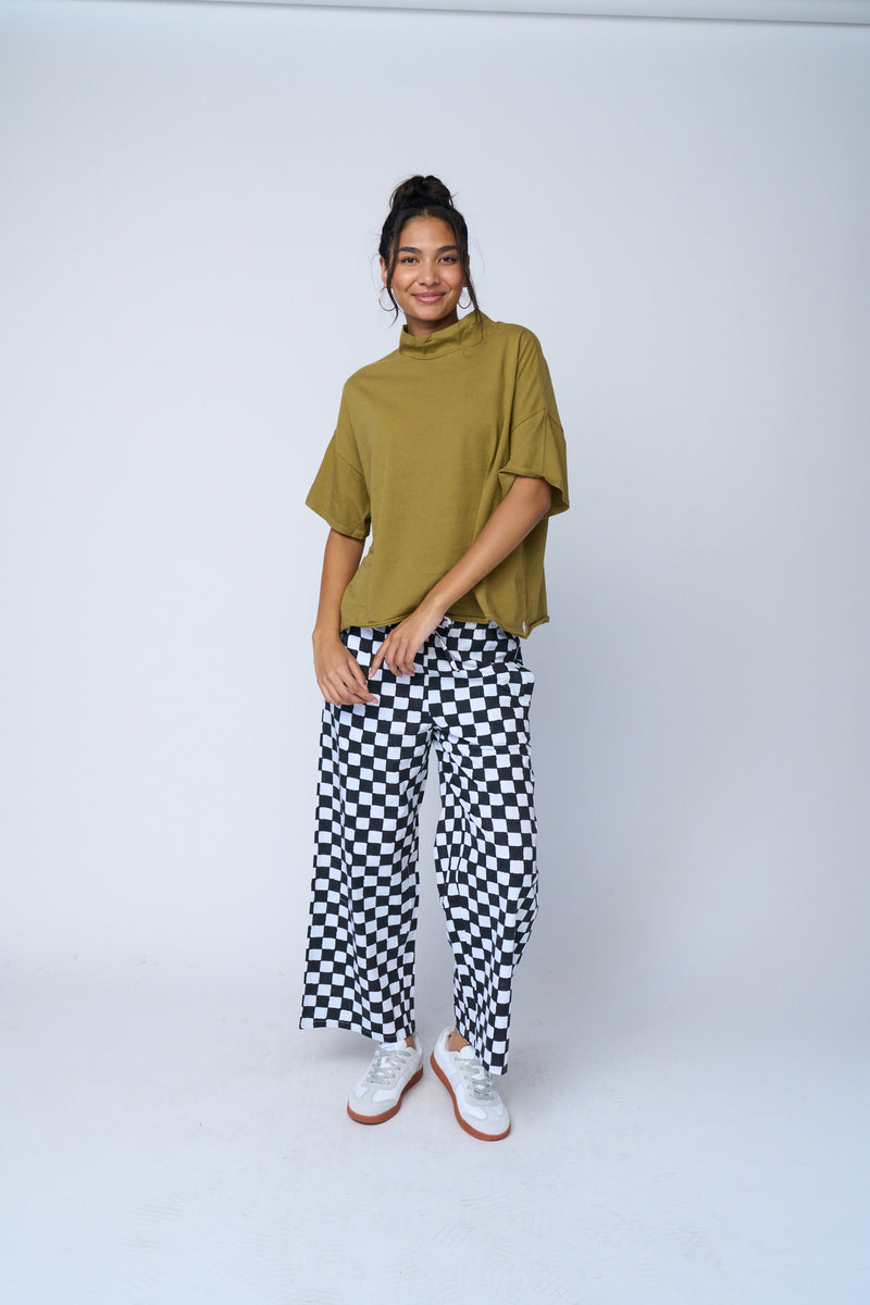 Mare Mock Neck Top - Olive Oil