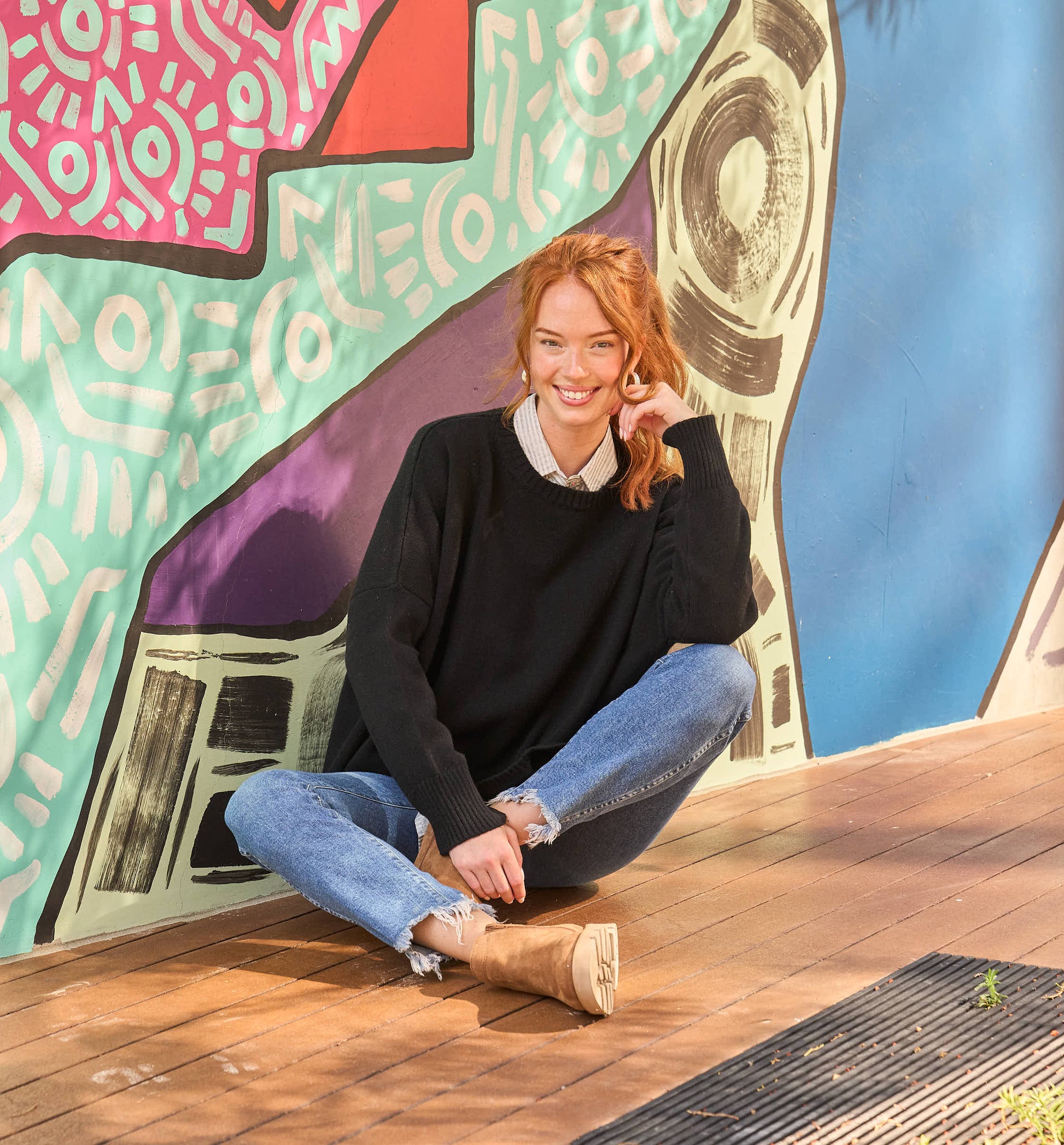 Nantucket Boxy Recycled Cashmere Sweater - Black 1