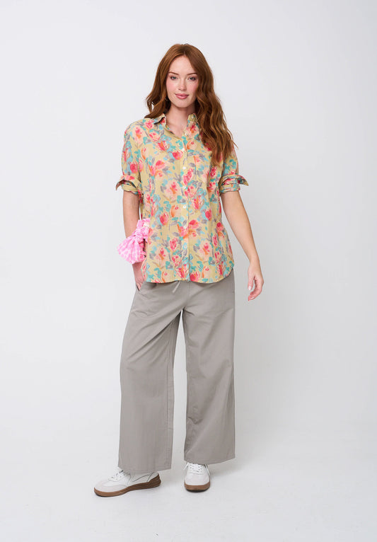 Good Boyfriend Shirt - Watercolor Floral Lemon Sorbet 1 - Front