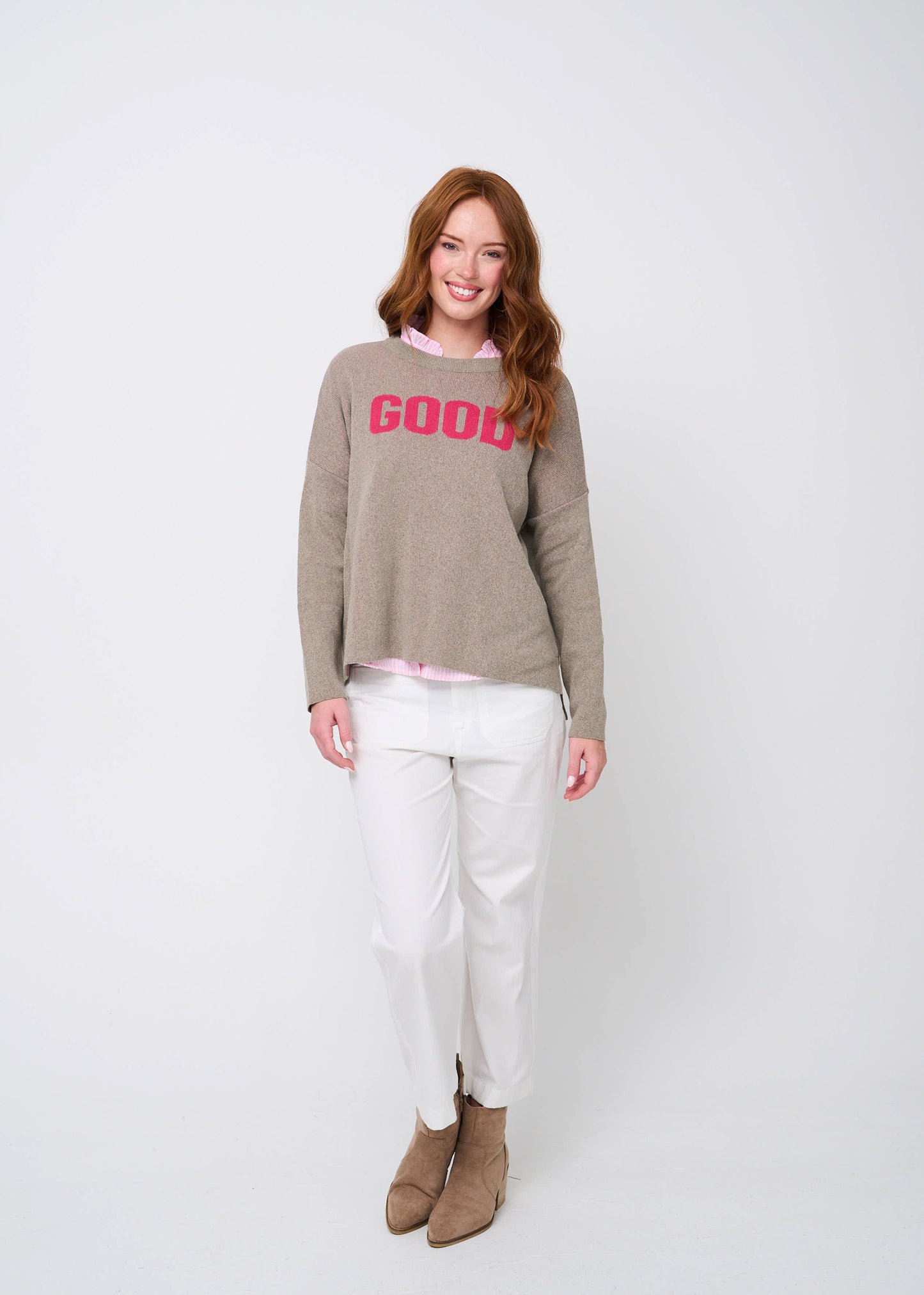Good Relaxed Sweater - Taupe 2 - Front - full